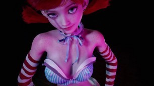 Red head girl with pigtails dancing  - 3D Hentai