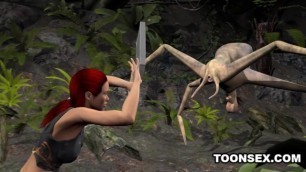 3D Redhead Getting Fucked by an Alien Spider