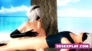 2B Gets a Big Fat Cock in Her Little Mouth