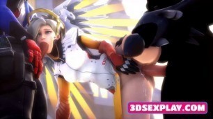 Compilation of 3D Mercy with Gorgeous Body Fucks in Threesome Sex