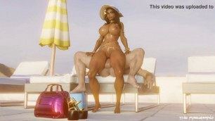Overwatch Ana With Big Tits Rides a Big Dick at the Beach (HentaiSpark.com)