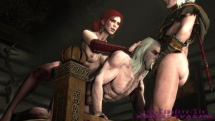 The Witcher - Geralt dominated by Ciri & Triss ( Futa x Male ))