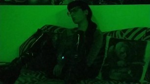 Sexy goth domina smoking in mysterious green light pt2 HD