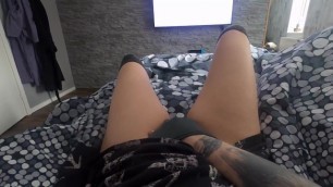 Naughty Girl Cums while Masturbating Watching Hentai