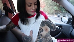 BIG TIT BIG ASS Petite Romantic Goth GYM MILF with Hentai Tattoos Public Car Fuck Melody Radford