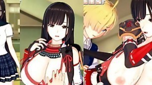 [Eroge Koikatsu! ] Neat and clean black hair long huge breasts Yamato Nadeshiko jk "Sakurako (Orichara)" boobs rubbed H! (Big breast animation 3DCG video [hentai game])