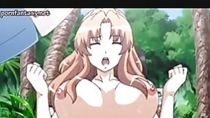 Anime freting a dong with her boobs