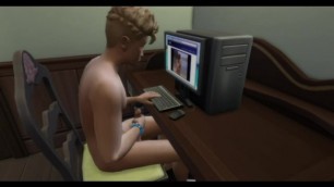 Sims4 Teen Boy Jerks It to Porn