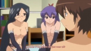 Hentai teen fucks horny girls in threesome